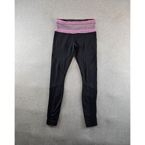Lululemon Pants Womens 8 Black Pink‎ Run Your Heart Out Sz4 High Rise Yoga Gym